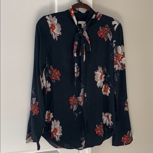 Joie Floral Necktie Blouse